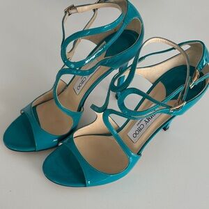 Jimmy Choo Azia Turquoise/Teal Strappy Heels